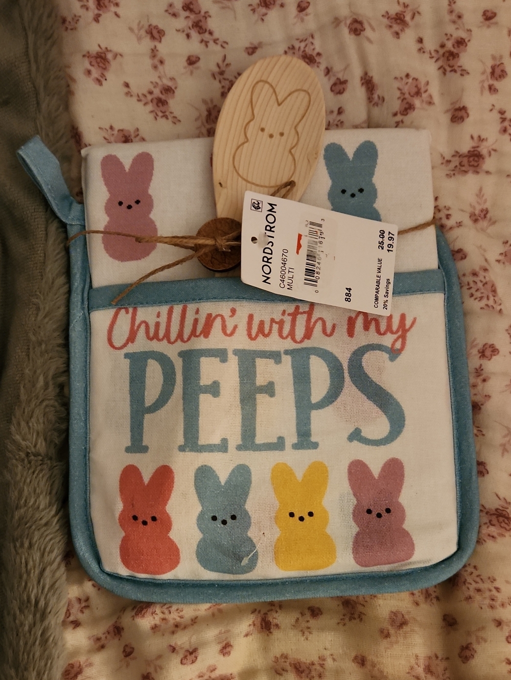 Nordstrom Blue Multicolor 'Chillin with My Peeps' Pot Holder Set